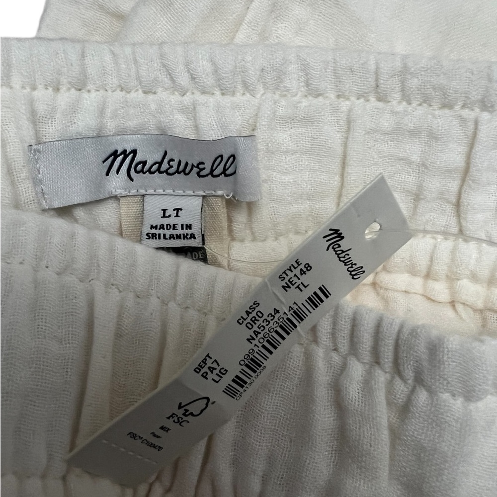 Madewell Cream Textured Pants wide leg Large - Picture 2 of 11